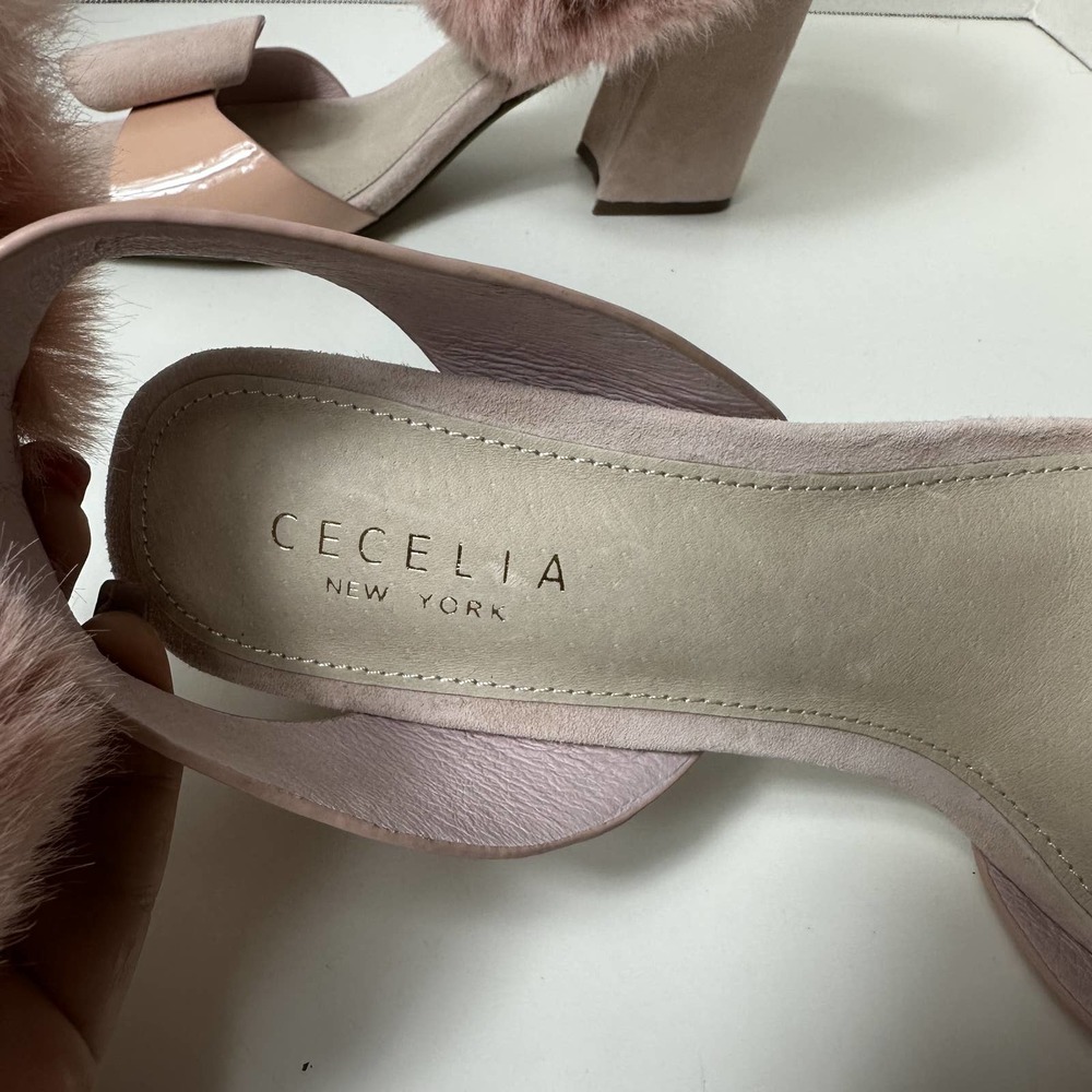 Plymouth Women's Paige Pink Faux Fur Ankle Strap Open Toe Block Heel Size 7.5 - Picture 11 of 12